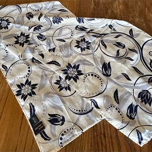 Russell Hampton Silk Jacquard Scarf 12 X 53 Blue White Rotary International